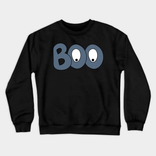 BOO text art cartoon eyes blue bubble letters Crewneck Sweatshirt